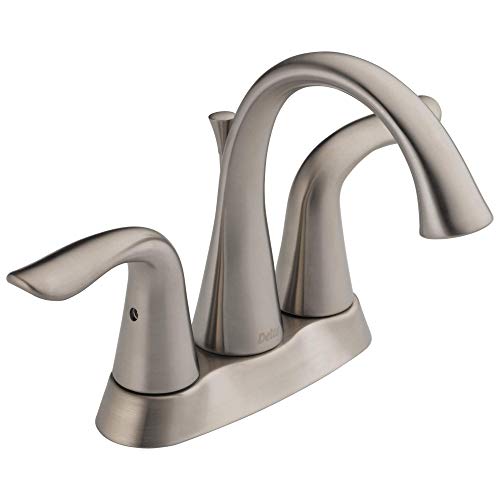 Delta Lahara Centerset Brushed Nickel Bathroom Faucet, 4 Inch 3 Hole Bathroom Sink Faucet for Vanity, Metal Push-Pop Drain Assembly, Stainless 2538-SSMPU-DST - Image 1