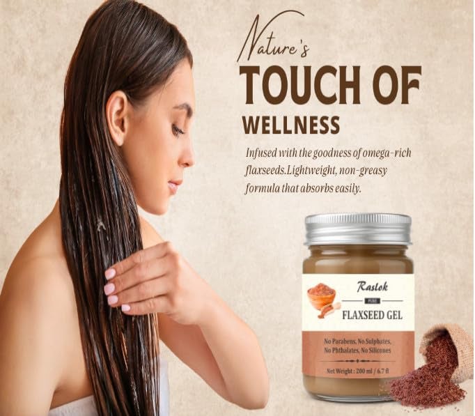 Raslok Pure Flaxseed Gel| Hydrates & Nourishes Hair | Lightweight & Gentle Formula | Supports Healthy-Looking Hair | Safe for All Hair Types | Hair Curling Gel 6.7 fl oz - 200ml - Image 3
