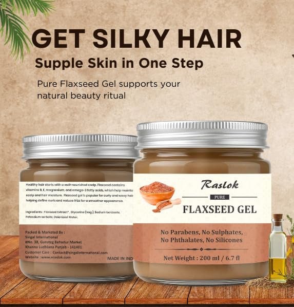 Raslok Pure Flaxseed Gel| Hydrates & Nourishes Hair | Lightweight & Gentle Formula | Supports Healthy-Looking Hair | Safe for All Hair Types | Hair Curling Gel 6.7 fl oz - 200ml - Image 2