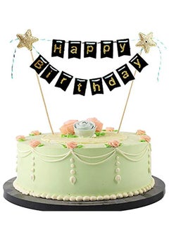 Brain Giggles Brain Giggles Black and Golden Happy Birthday Cake Topper  - Image 1