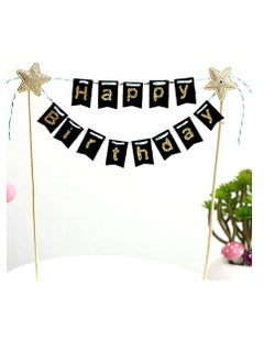 Brain Giggles Brain Giggles Black and Golden Happy Birthday Cake Topper  - Image 3