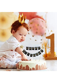 Brain Giggles Brain Giggles Black and Golden Happy Birthday Cake Topper  - Image 4