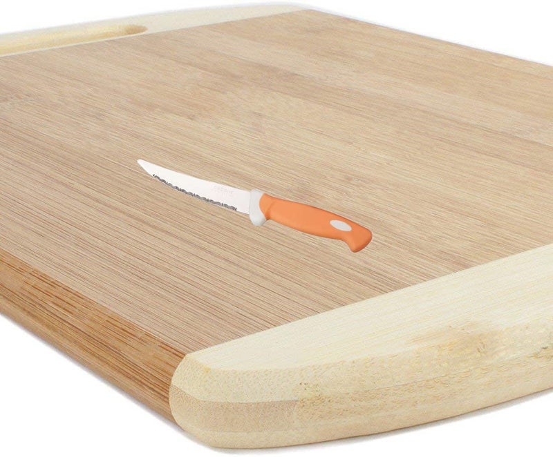 MARWALL Bamboo Wooden Kitchen Chopping Cutting Board with Knife 32cmx21cm - Image 1