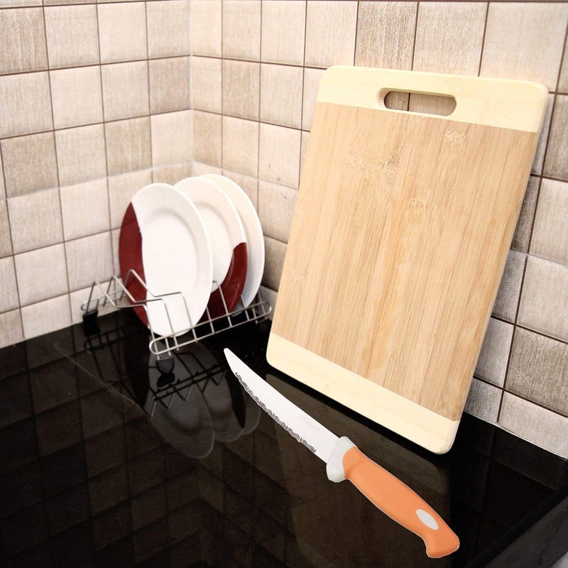 MARWALL Bamboo Wooden Kitchen Chopping Cutting Board with Knife 32cmx21cm - Image 2