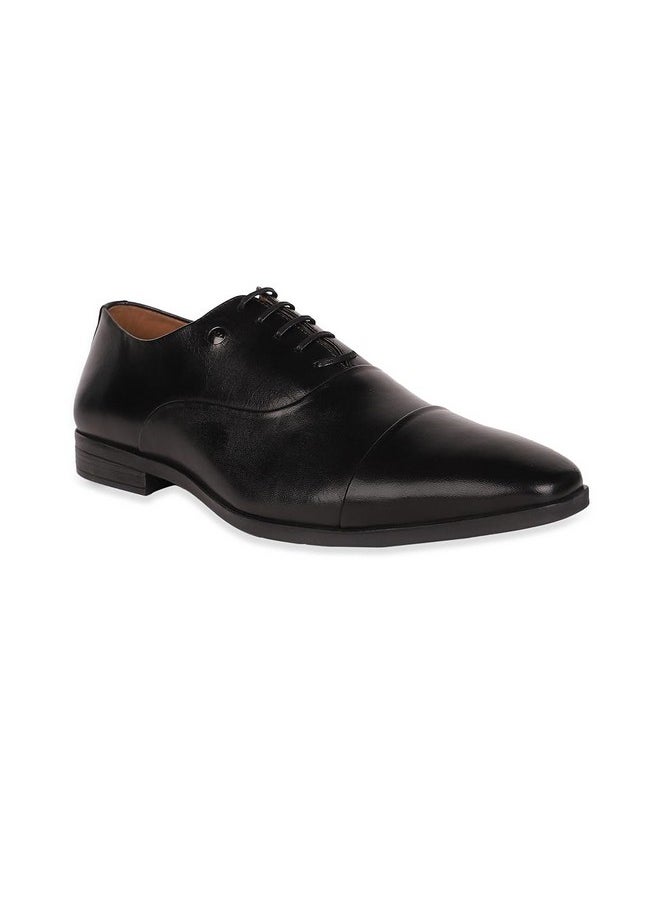 LOUIS PHILIPPE - Louis Philippe Men Black Formal Leather Cap Toe Oxford Shoes - Image 1