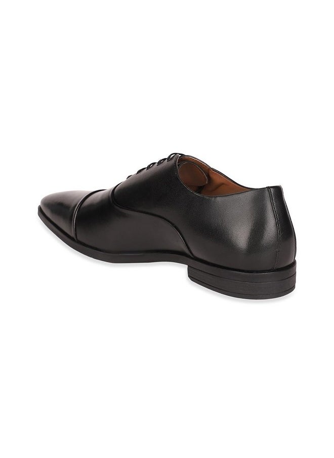 LOUIS PHILIPPE - Louis Philippe Men Black Formal Leather Cap Toe Oxford Shoes - Image 1