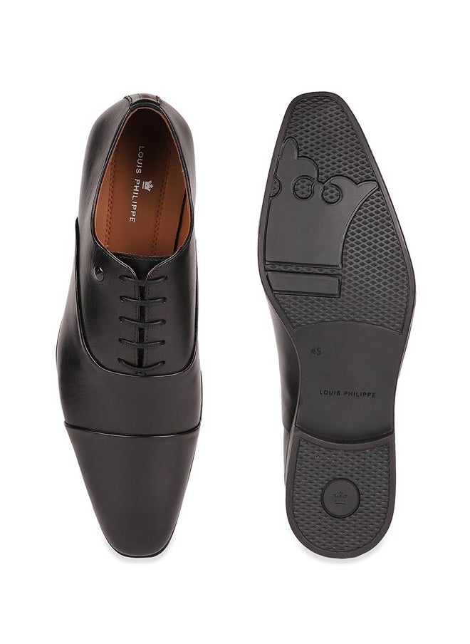 LOUIS PHILIPPE - Louis Philippe Men Black Formal Leather Cap Toe Oxford Shoes - Image 1