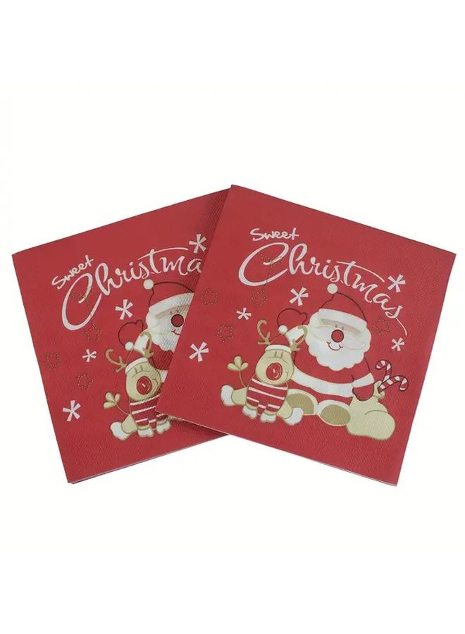 Burgundy Santa Claus Disposable Napkins 20 Pcs 2 Ply 13x13 Inches - Image 1
