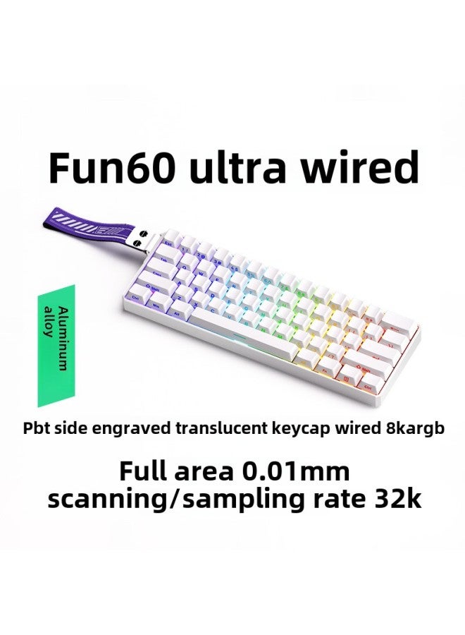 Magic Geek FUN60 Magnetic Axis Keyboard 61 Key Game Keyboard Wired Wireless Bluetooth Low Delay-Color:Fun60 Ultra Wired Single 8k-pbt Side Engraving (lower Light Position) White-glare Magnetic Shaft  - Image 1