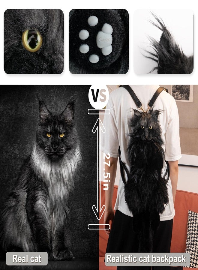 Chongker Cat Shaped Backpack - Handcrafted Stuffed Animals Plush Bag with Adjustable Shoulder, Crossbody, and Handbag Straps (MaineCoon Cat) - Image 3