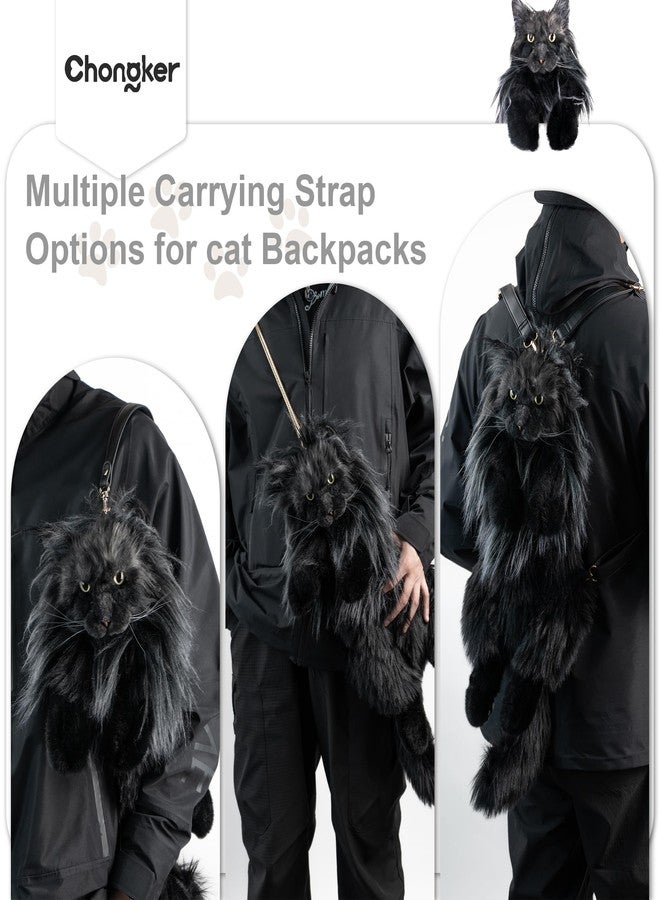 Chongker Cat Shaped Backpack - Handcrafted Stuffed Animals Plush Bag with Adjustable Shoulder, Crossbody, and Handbag Straps (MaineCoon Cat) - Image 2