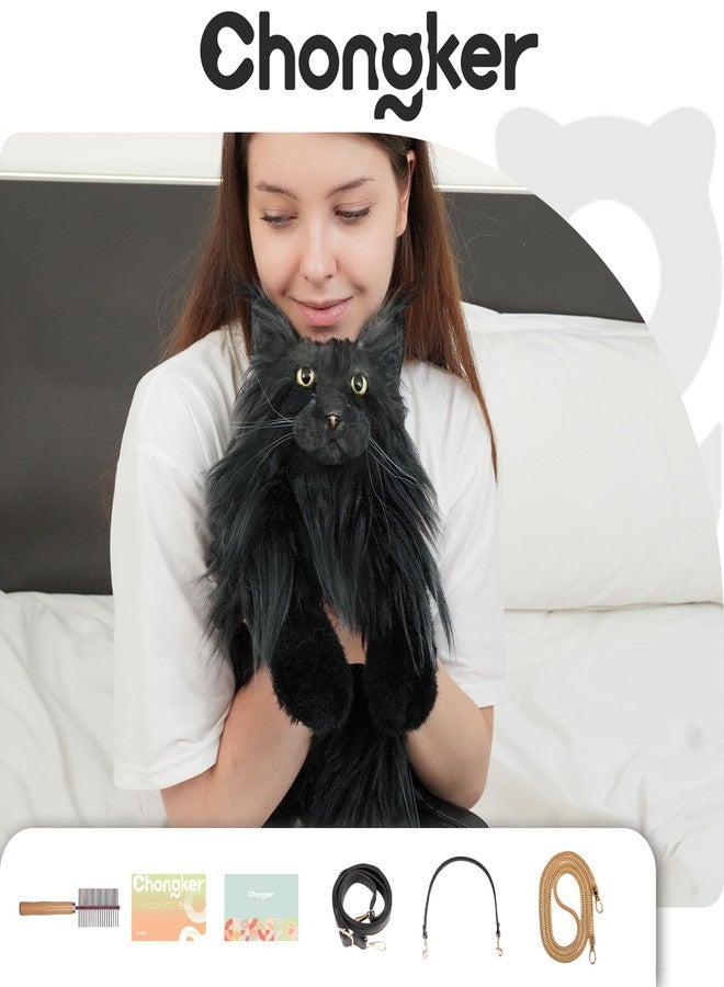 Chongker Cat Shaped Backpack - Handcrafted Stuffed Animals Plush Bag with Adjustable Shoulder, Crossbody, and Handbag Straps (MaineCoon Cat) - Image 4
