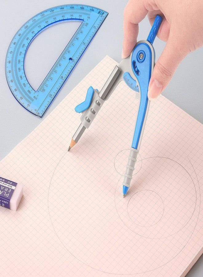 ZZTX Compass and Protractor Set for Geometry, 180-Degree Protractor and Compass for Students, Math Drawing Tools, 3 Colors - Image 3