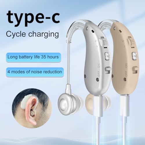 Aika Hearing Aid Machine for Ear Old Age | Rechargeable Hearing Aid for Elderly with Volume Control | Active Noise Control | 3 Noise Reduction Mode | Free Dry Kit | 1 Year Warranty (Beige, For Single Ear) - Image 3