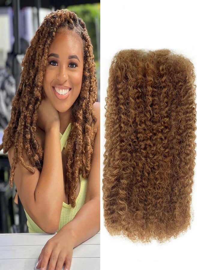 poetically 16 Inch Afro Kinkys Bulk Human Hair Kinky Curly Braiding Hair for Mini Twist 50g/Pack Brown 4C Dreadlock Extensions for Permanent Sister Locs/Mini Twists/Braids/Repair Can Dye and Bleach - Image 1