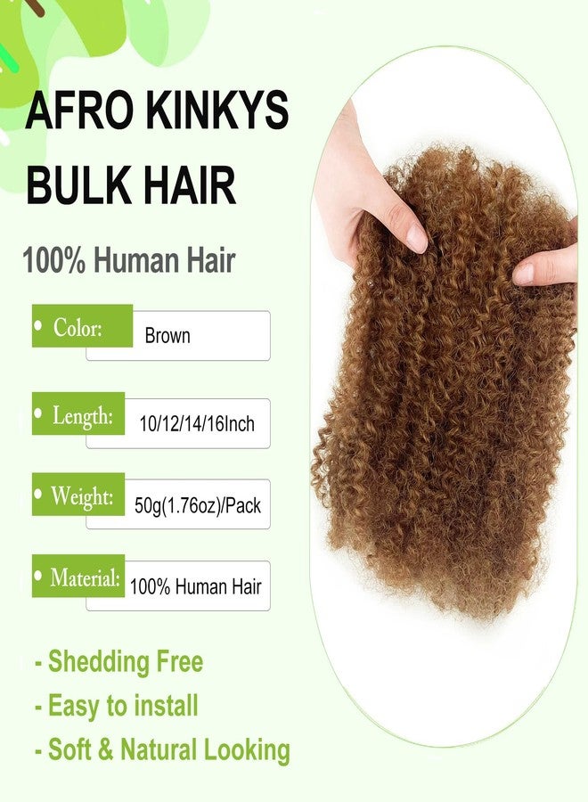 poetically 16 Inch Afro Kinkys Bulk Human Hair Kinky Curly Braiding Hair for Mini Twist 50g/Pack Brown 4C Dreadlock Extensions for Permanent Sister Locs/Mini Twists/Braids/Repair Can Dye and Bleach - Image 2