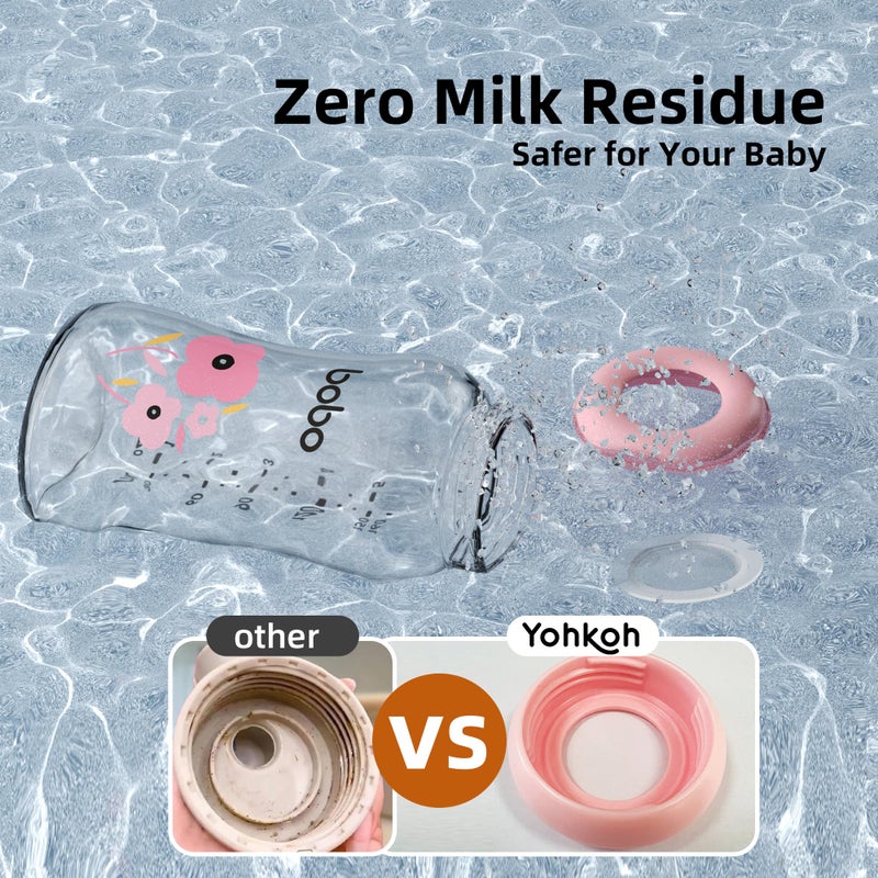 Bobo YOHKOH Glass Breast Milk Storage Bottles - 100% Leak-Proof, BPA-Free Breastmilk Storage Containers, Freezer & Dishwasher Safe, Ideal for Nursing Mothers (Red, 5.4oz (Pack of 6)) - Image 5