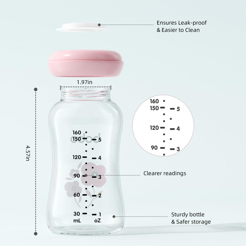 Bobo YOHKOH Glass Breast Milk Storage Bottles - 100% Leak-Proof, BPA-Free Breastmilk Storage Containers, Freezer & Dishwasher Safe, Ideal for Nursing Mothers (Red, 5.4oz (Pack of 6)) - Image 4