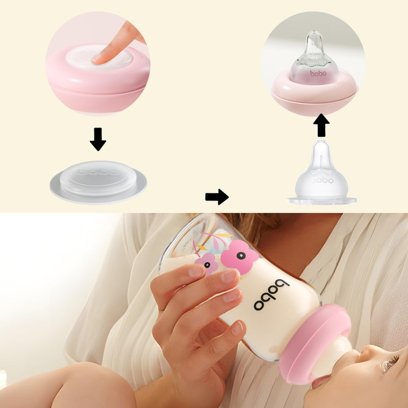 Bobo YOHKOH Glass Breast Milk Storage Bottles - 100% Leak-Proof, BPA-Free Breastmilk Storage Containers, Freezer & Dishwasher Safe, Ideal for Nursing Mothers (Red, 5.4oz (Pack of 6)) - Image 3