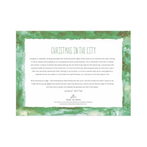 Galison Michael Storrings Christmas in The City Puzzle, 1000 Pieces, 27” x 20” – Difficult Jigsaw Puzzle with Stunning Holiday Artwork – Thick, Sturdy Pieces, Challenging Family Activity - Image 3