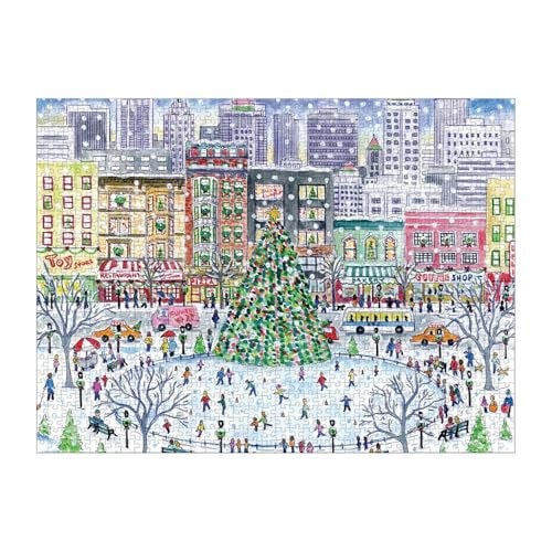 Galison Michael Storrings Christmas in The City Puzzle, 1000 Pieces, 27” x 20” – Difficult Jigsaw Puzzle with Stunning Holiday Artwork – Thick, Sturdy Pieces, Challenging Family Activity - Image 2