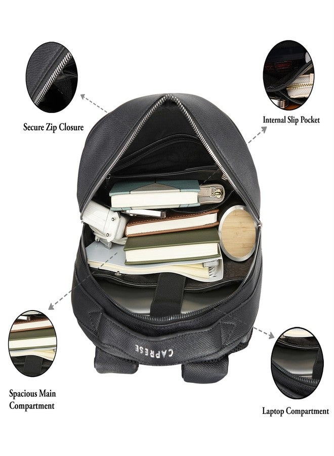 Caprese Uranus Large Faux Leather 16 Inch Laptop Backpack for Women with Adjustable Shoulder Straps & Multiple Compartments | Side Pocket | Perfect for College, Office & Travel (Black) - Image 5