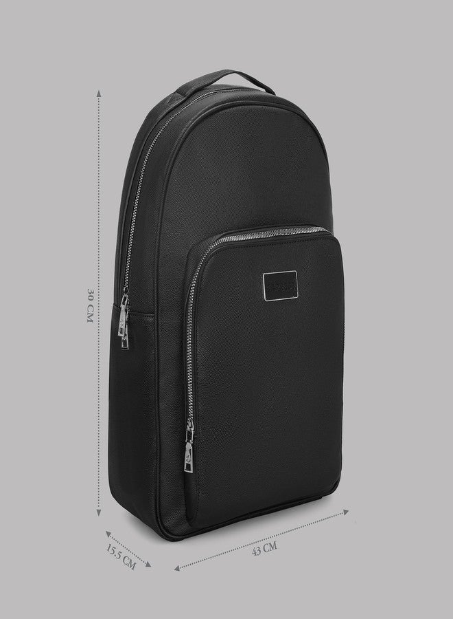 Caprese Uranus Large Faux Leather 16 Inch Laptop Backpack for Women with Adjustable Shoulder Straps & Multiple Compartments | Side Pocket | Perfect for College, Office & Travel (Black) - Image 4
