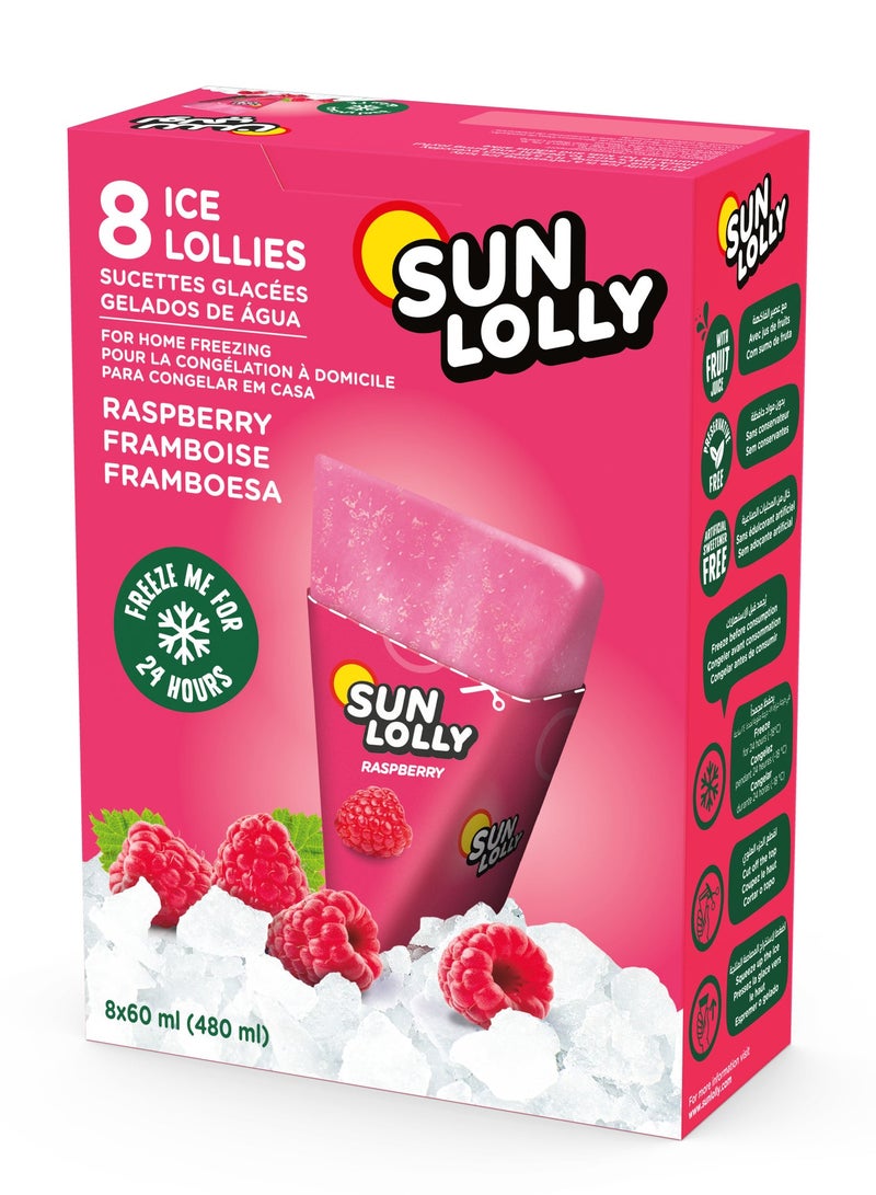Sunlolly Raspberry Lolly for Home Freezing 60 ml x 8 - Image 1