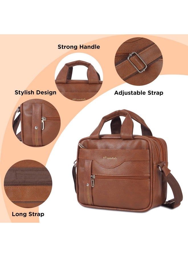 NFI essentials Leather Sling Bag For Men Crossbody Hand Bag Chest Sling Bag Side Shoulder Bag Stylish Travel Leather Slings Corporate Gift Item Passport Sling Messenger Office Side Bag, Brown - Image 3