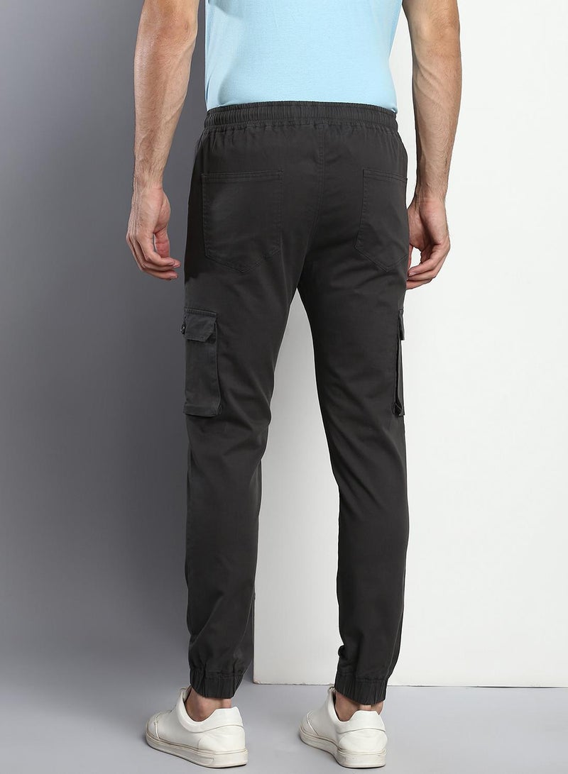 Dennis Lingo Men's Charcoal Grey Tapered Fit Cargo Trousers - Stylish and Durable  - Image 3