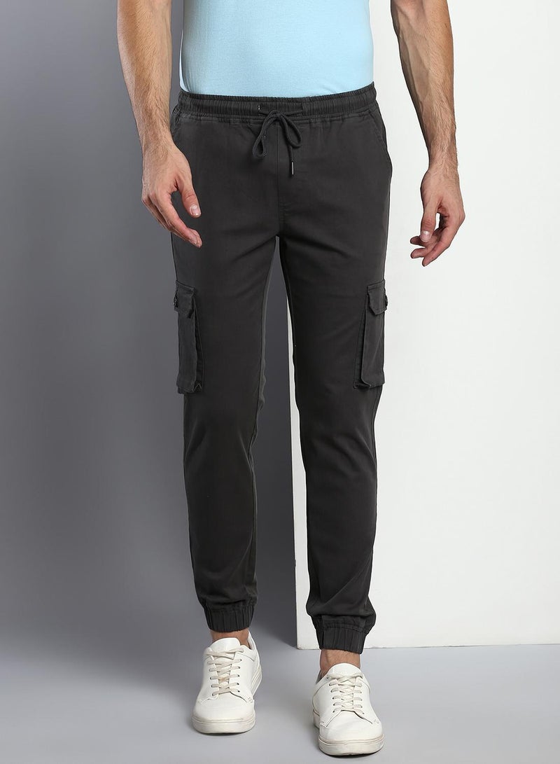 Dennis Lingo Men's Charcoal Grey Tapered Fit Cargo Trousers - Stylish and Durable  - Image 5