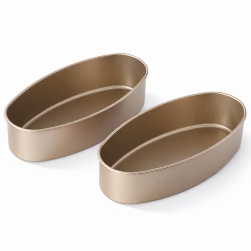 FAQQI Llanera Leche Flan Molder Filipino, Leche Flan Llanera, 2 Pack 8-Inch Oval Cheesecake Pan, Non-Stick Carbon Steel Baking Mold for Meatloaf, Breads, Homemade Cake, Oven and Instant Pot Bakeware - Image 1