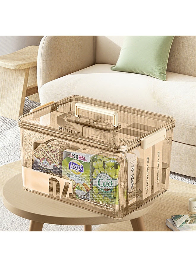 Noon East 1 Pack Large Plastic Versatile Storage Organizer with Lid and Sealing Clip, Organizing Container for Home, Office, 38.5 x 29.5 x 23, Light Brown - Image 5