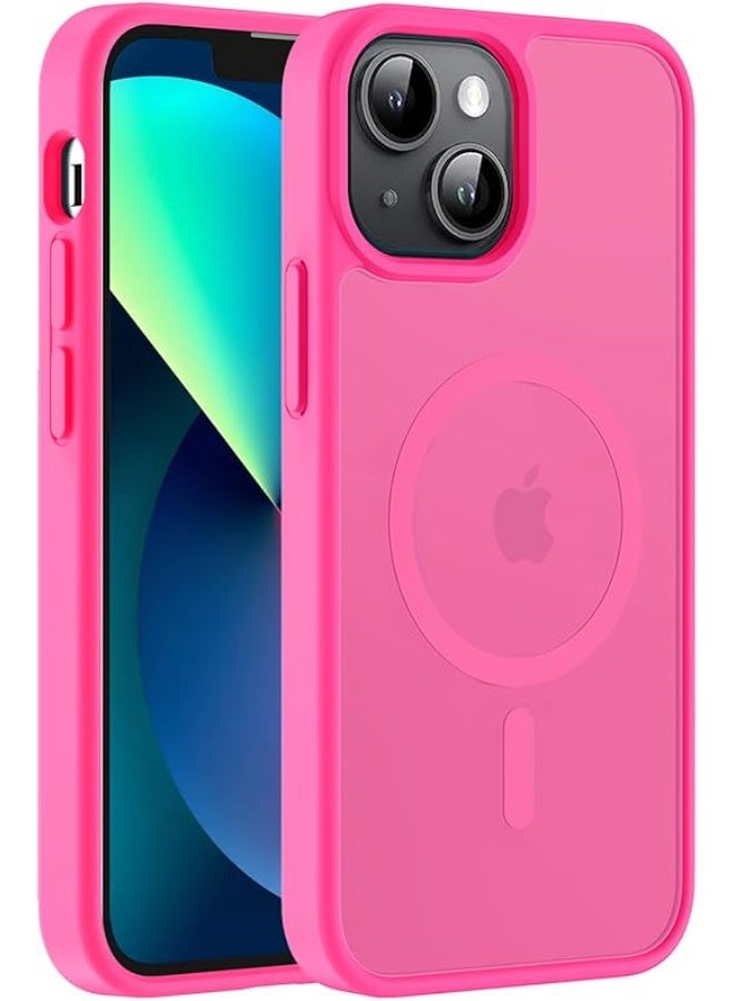 Magnetic for iPhone 13 Mini Case & iPhone 12 Mini Case,Compatible with MagSafe, Military Grade Dropproof Translucent Matte Hard Back Soft Edge Slim Phone Case iPhone 13/12 Mini , (Hot Pink) - Image 1