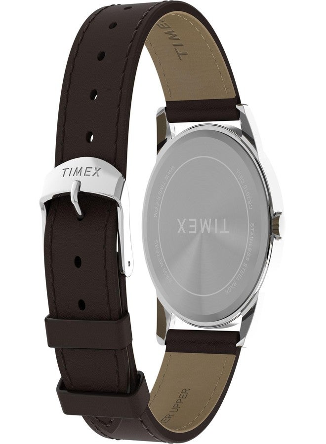 Timex Men's Easy Reader Classic 38mm Watch - Brown Strap White Dial Silver-Tone Case - Image 5