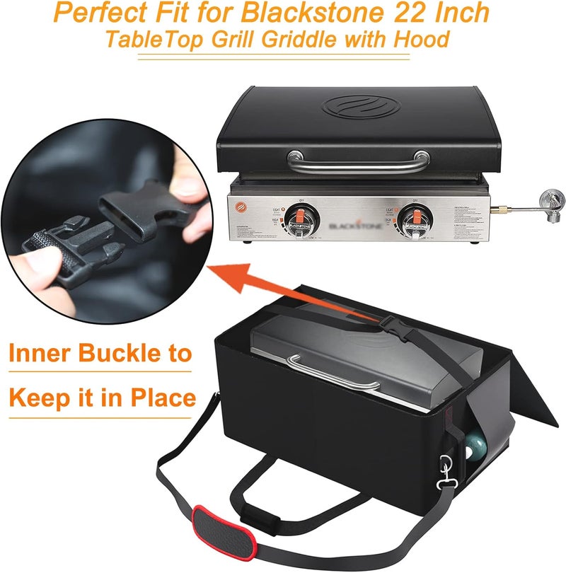 EDIBIN 22 Inch Griddle Carry Bag Fits for Blackstone 22 inch Tabletop Griddle with Hood,Exclusively Fits 22 inch Blackstone Tabletop Griddle with hood Carry Bag ,600D Polyester Heavy Duty - Image 2