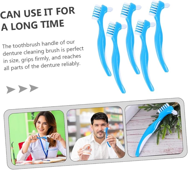 5 قطع فرشاة أسنان أسنان زرقاء برأسين للتنظيف الجزئي والكامل أدوات العناية - Image 4