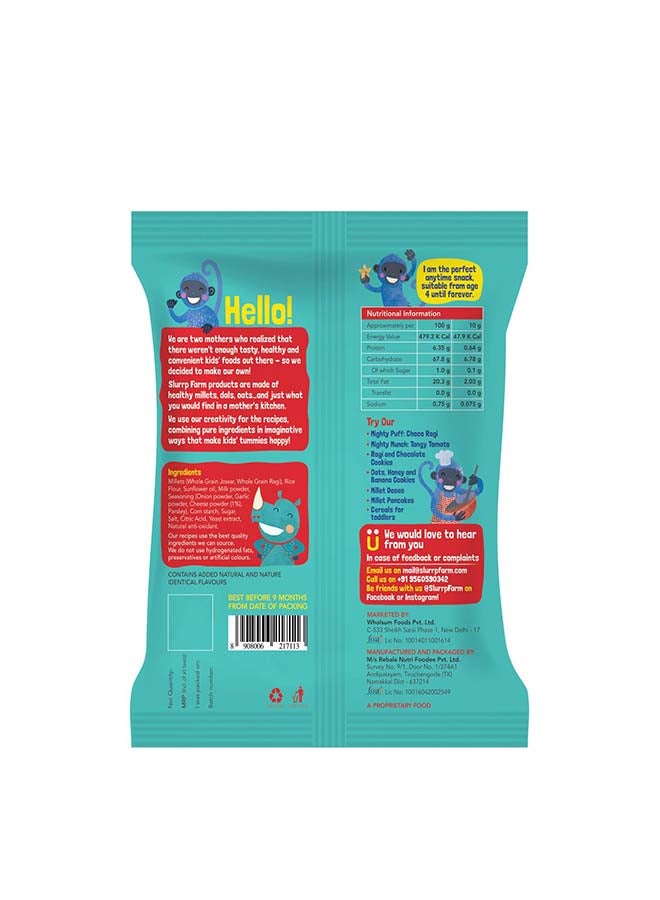 Slurrp Farm وجبات سلايرب فارم مايتي جوار 6 × 20 جرام | جبنة شيدر، شوكولاتة راجي، جبنة وأعشاب | غير مقلية، بدون دقيق أبيض | وجبة خفيفة صحية للأطفال، مناسبة للمدرسة والسفر - Image 2