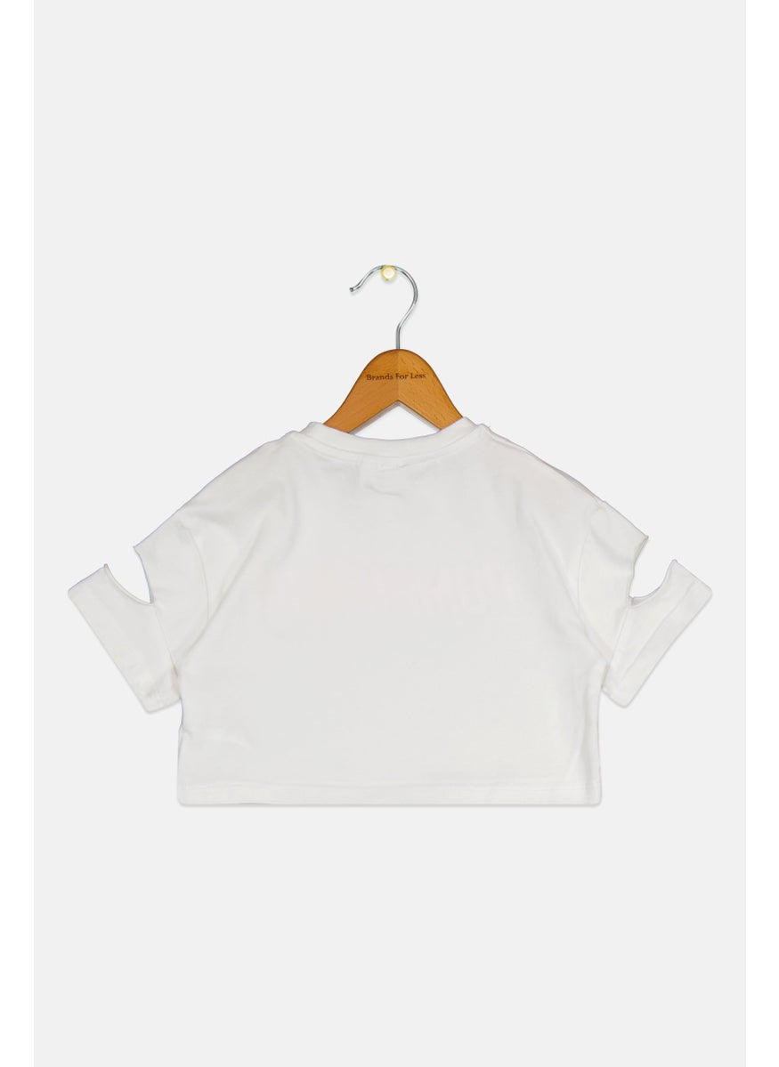 Gaelle Paris Toddlers Girl Graphic Print Short Sleeves Top, White  - Image 2