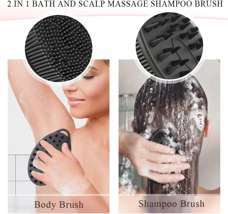 KQNBI Silicone Body Scrubber, Loofah Exfoliating Body Scrubber, Silicone Loofah Shower Body Scrubber 1 Pack, 2 in 1 Body Exfoliator Scrubber with Handle Body Scrub Bath Scrubber Brush for Men Women, Black - Image 4