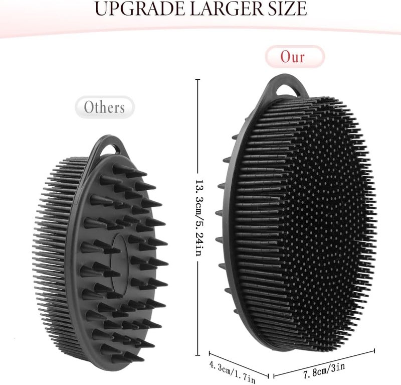 KQNBI Silicone Body Scrubber, Loofah Exfoliating Body Scrubber, Silicone Loofah Shower Body Scrubber 1 Pack, 2 in 1 Body Exfoliator Scrubber with Handle Body Scrub Bath Scrubber Brush for Men Women, Black - Image 5