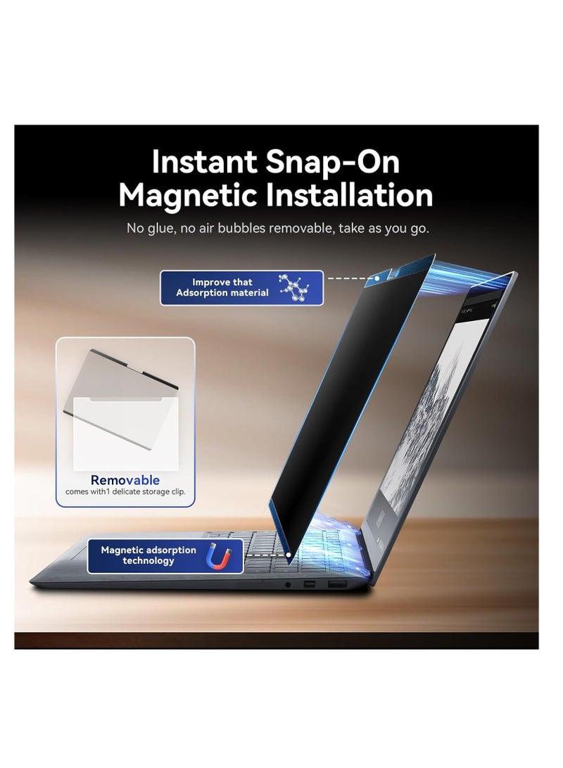 general Magnetic Privacy Screen Protector for 12.4 inch Microsoft Surface Laptop Go 3/2/1, Removable Anti Glare Blue Light Privacy Filter, Anti Peeping Black Protector Security Private - Image 3