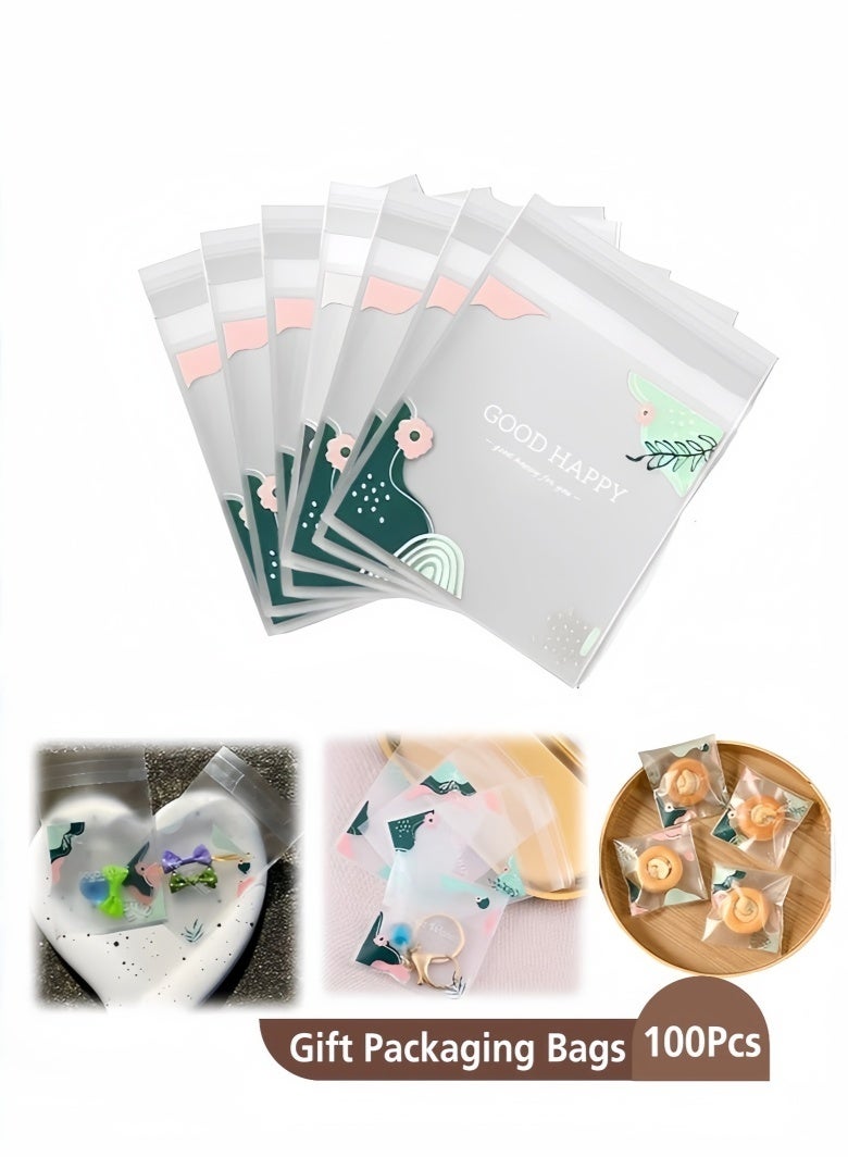 زي جي تريو 100 قطعة من أكياس زيبلوك آمنة للطعام قابلة لإعادة الإغلاق 7 سم × 10 سم - أكياس هدايا حفلات عيد مبارك للحلوى والبسكويت والمعجنات والهدايا الصغيرة وتغليف ديكور الأشياء الصغيرة - Image 1