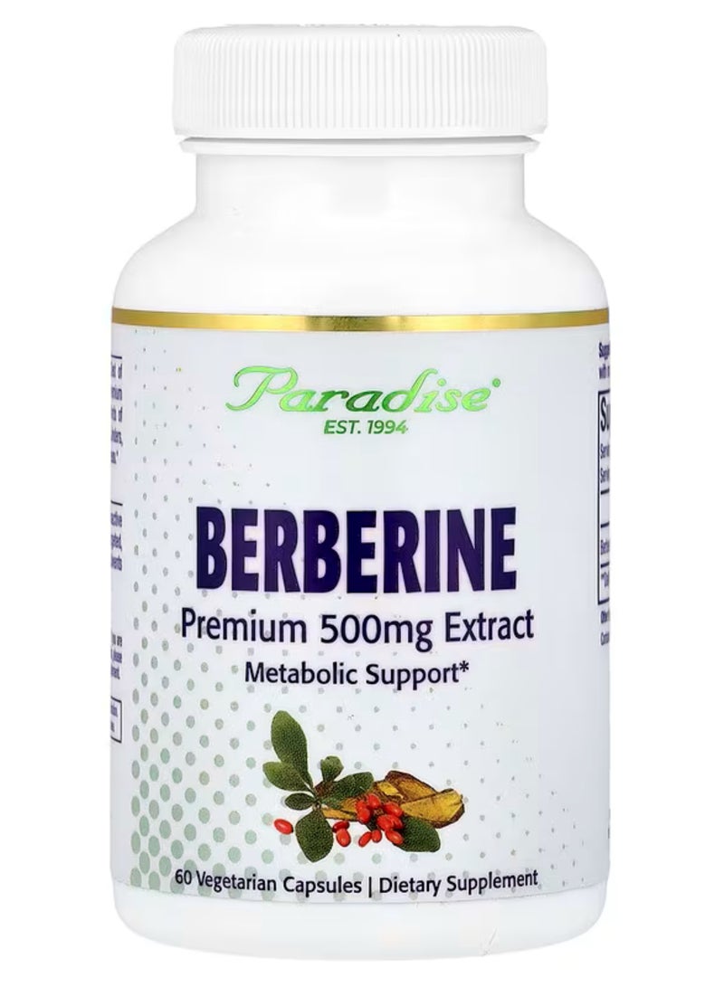 Paradise Paradise Herbs, Berberine , 500 mg, 60 Vegetarian Capsules  - Image 1