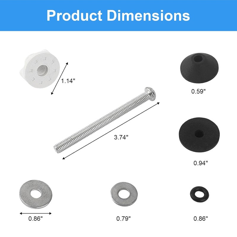 QDOCURO 2PCS 3.74 Inches Universal Toilet Seat Bolts Kit Compatible with TOTO/Kohler/Glacier Bay/American Standard,Stainless Steel Toilet Seat Screws Replacement, Easy to Install - Image 2