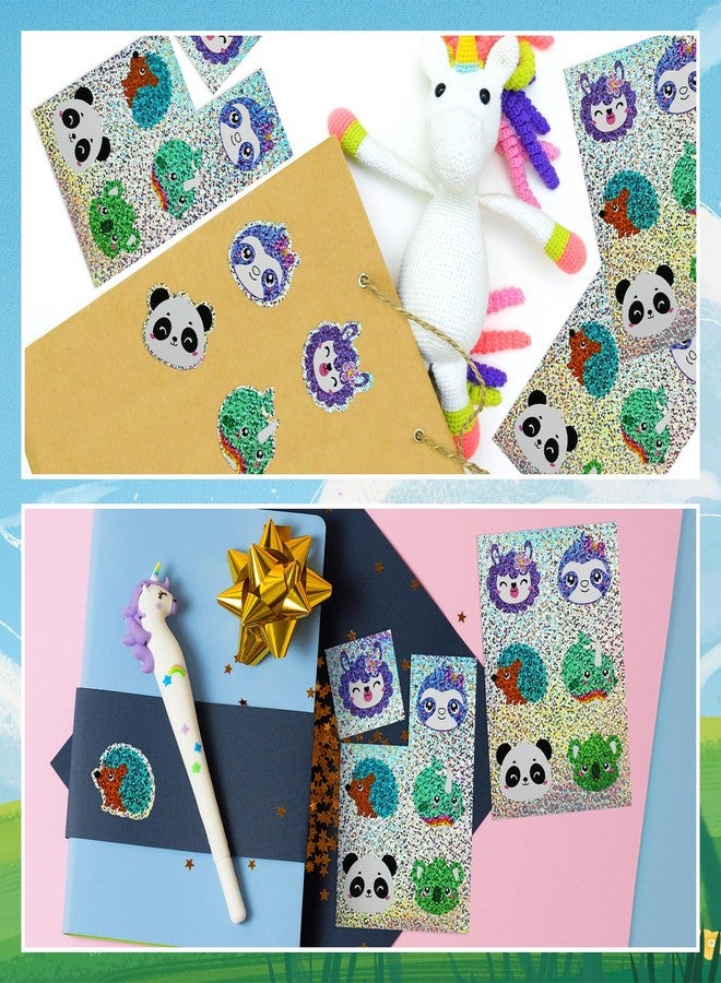 Marspark 360 Pcs Sparkly Animal Stickers Sheet Holographic Sparkle Critter Sticker Glitter Labels for Kids Reward Animal Party Decoration - Image 5