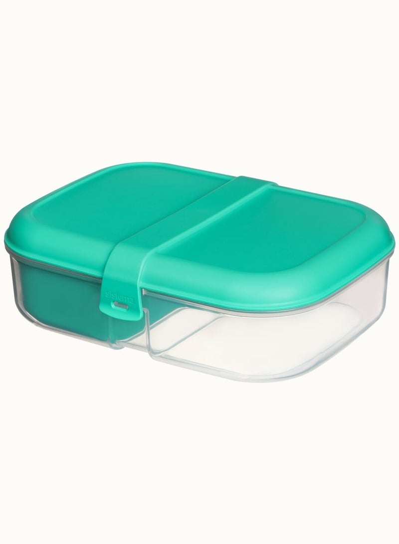 Sistema Teal Ribbon To Go Lunch Box : Portable Meal Container, Food Storage Solution, Lunchbox with Ribbon Design, Convenient Lunch Box - 1.1L - Image 2