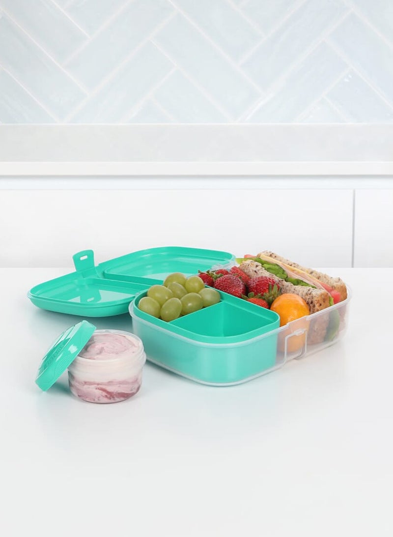 Sistema Teal Ribbon To Go Lunch Box : Portable Meal Container, Food Storage Solution, Lunchbox with Ribbon Design, Convenient Lunch Box - 1.1L - Image 4