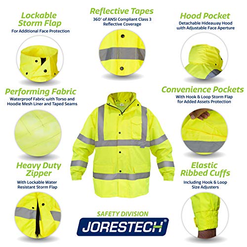 JORESTECH Safety Rain Set/Jacket Reflective High Visibility Yellow JK-03 / Pants Lime ANSI 150D Heavy Duty PANTS-03 (3X-Large) - Image 5