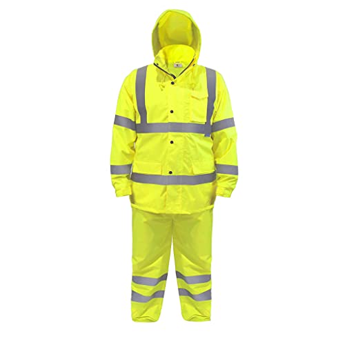 JORESTECH Safety Rain Set/Jacket Reflective High Visibility Yellow JK-03 / Pants Lime ANSI 150D Heavy Duty PANTS-03 (3X-Large) - Image 1